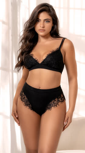 Eyelash Lace Pajama Bra Set