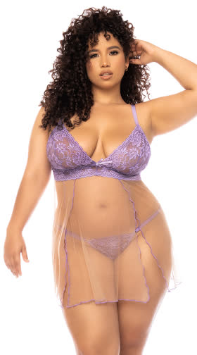 Plus Size A Touch of Lilac Babydoll Set