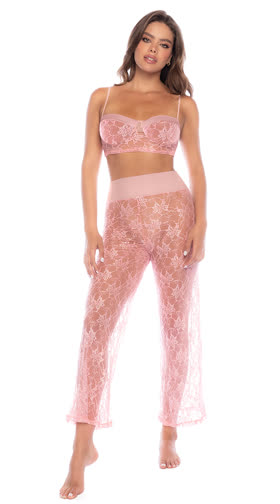 Floral Lace Two Piece Pajama Set