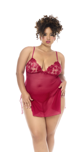 Plus Size Scarlet Temptation Sheer Chemise Set