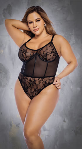 Plus Size Lace Me Up Teddy