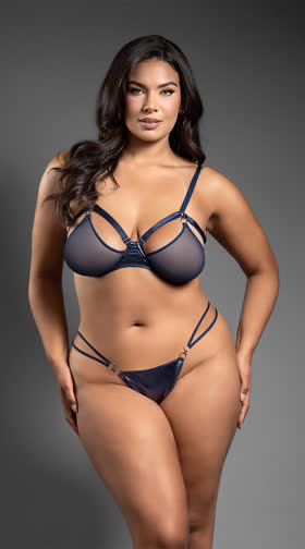 Queen Size Metallic Cage Bra & Panty Set