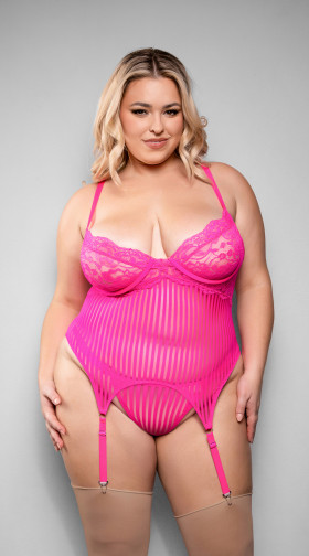 Plus Size Juliette Gartered Bustier And G String Panty
