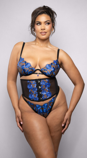 Plus Size Embroidered Bra and Waist Cincher Set
