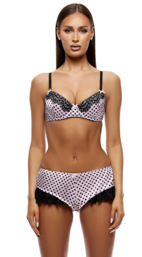 On The Dot 2 Piece Polka Dot Lace Bra And Shorts Set