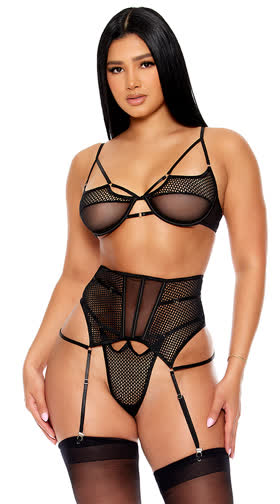 Caught Up O-Net Bra and Waist Cincher Set