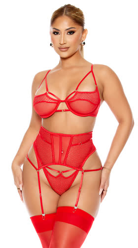 Caught Up O-Net Bra and Waist Cincher Set