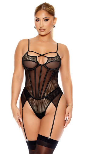 Caught Up O-Net Corset Teddy