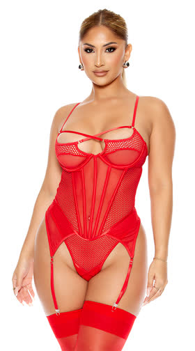 Caught Up O-Net Corset Teddy