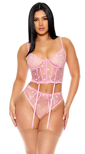 Heart You Embroidered Longline Bra Set