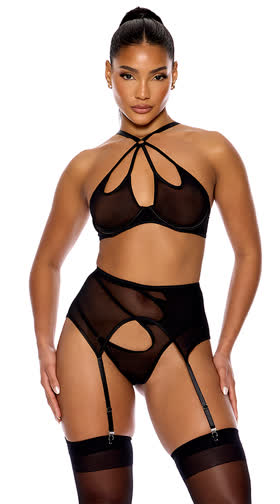 Feeling Butterflies Mesh Halter Bra Set