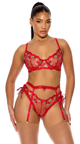 Just A Taste Embroidered Bra Set