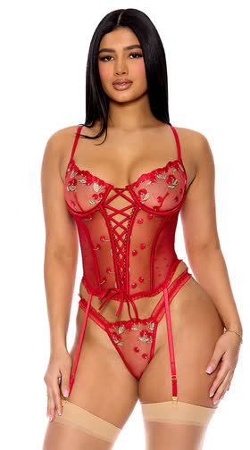 Just A Taste Embroidered Bustier Set
