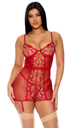 Just A Taste Embroidered Chemise Set