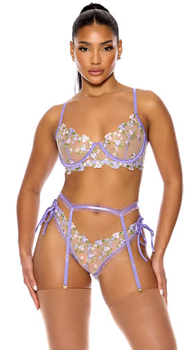 Bloom For You Embroidered Bra Set