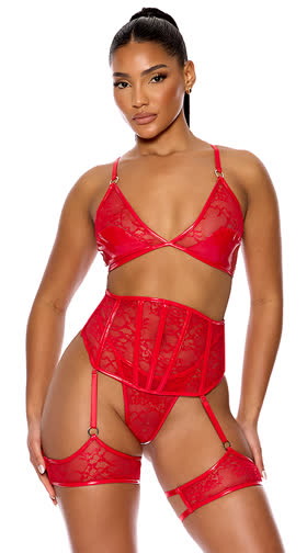 Perfect Pair Vinyl and Lace Bra Set