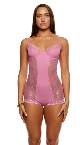 Self Care Ribbed Lace Romper