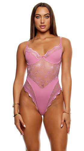 Self Care Ribbed Lace Teddy