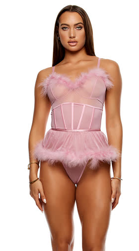 Bare It All Mesh Marabou Teddy