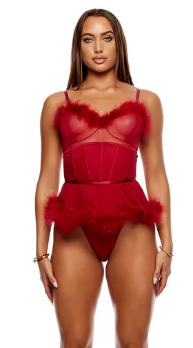 Bare It All Mesh Marabou Teddy