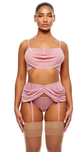 Princess Treatment Draped Bra & Garter Set