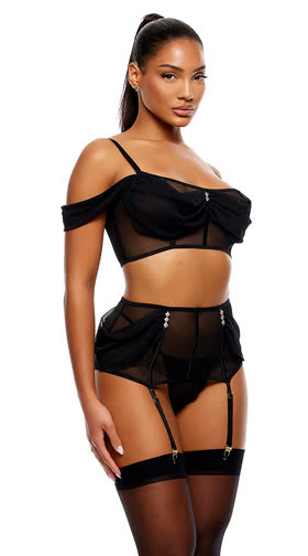 Princess Treatment Draped Bra & Garter Skirt Set