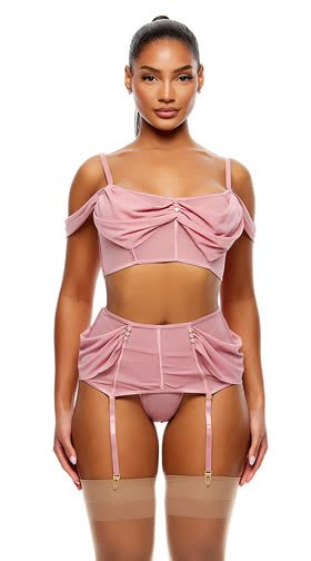 Princess Treatment Draped Bra & Garter Skirt Set