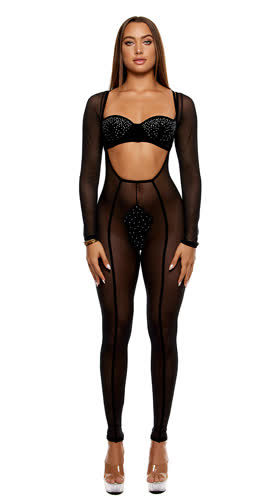 Caught Your Eye Velvet Rhinestone Jumpsuit Set