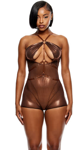 Liquid Metal Metallic Mesh Romper