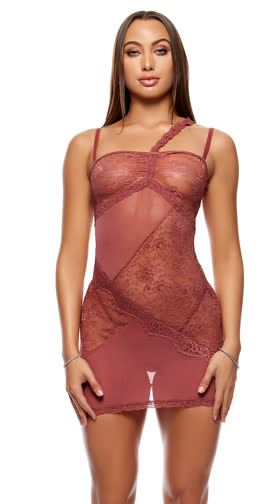 Patch Of Petals Lace Chemise Lingerie Set