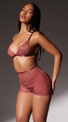 Patch Of Petals Lace Bralette And Shorts Lingerie Set