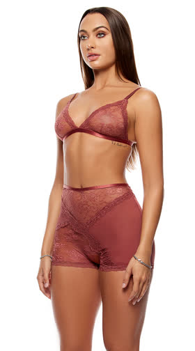 Patch Of Petals Lace Bralette And Shorts Lingerie Set