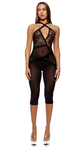 Patch Of Petals Lace Capri Catsuit