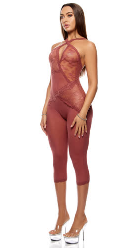 Patch Of Petals Lace Capri Catsuit