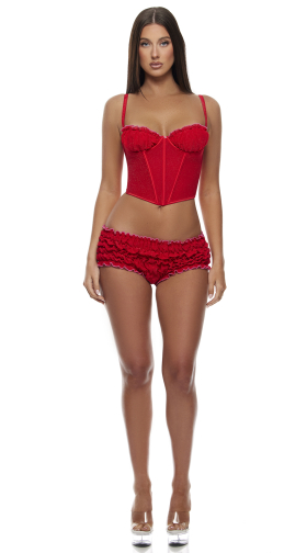 Shimmer Nights Ruched Bustier Lingerie Set
