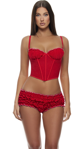 Shimmer Nights Ruched Bustier Lingerie Set
