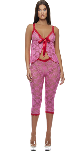 Lounge Affair Babydoll Cami and Capris Lingerie Set