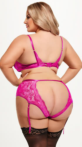 Plus Size Harlow Bra and Garter Panty Set