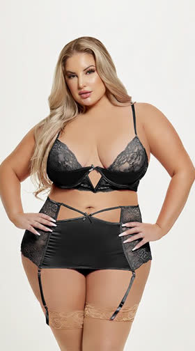 Plus Size Natasha Bra and Garter Skirt Set