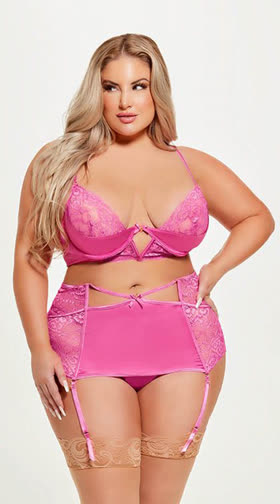 Plus Size Natasha Bra and Garter Skirt Set