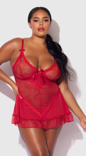 Plus Size Kiki Lace Babydoll Set