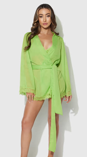Shavon Lime Bra and Robe Set
