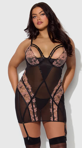 Plus Size Nova Black Light Chemise Set