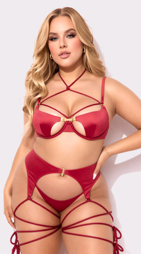 Plus Size Iryna Silky Micro And Rope Bra Set