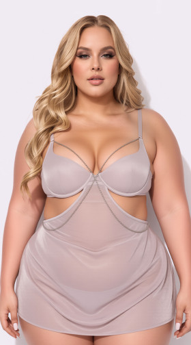 Plus Presley Shine Mesh Rhinestone Babydoll  