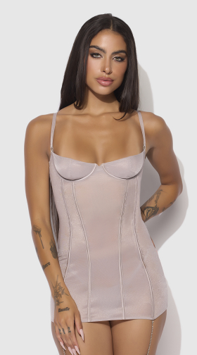 Plus Size Presley Shine Mesh & Rhinestone Chemise & G String Set