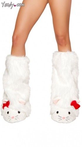 White Kitty Faux Fur Legwarmers