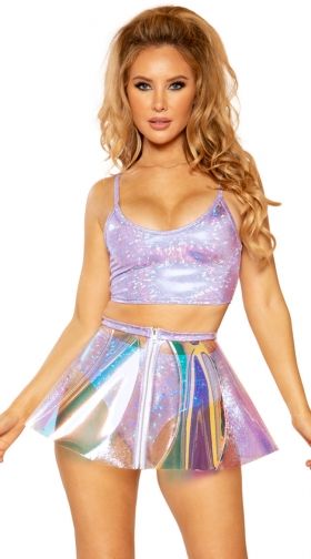 Holographic Vinyl Pinwheel Skirt