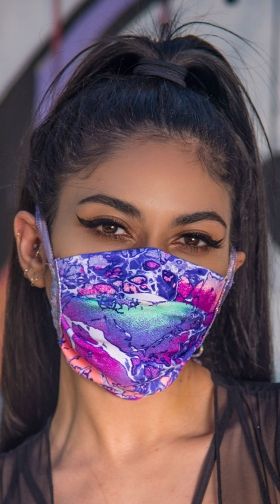 Electric Lavender Tie Back Face Mask