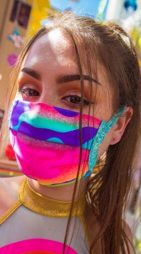 Neon Camouflage Tie Back Face Mask